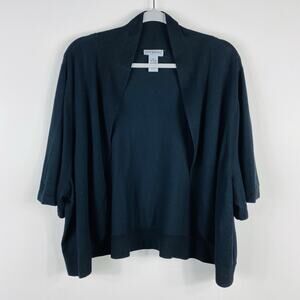 Catherines Size 2X 22 24 Short Sleeve Shrug Cardigan Sweater Black